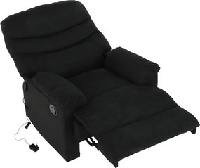 Fotoliu reglabil masaj, material textil catifea negru, LAMBERT