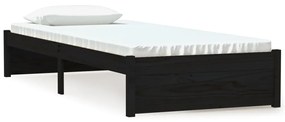 814913 vidaXL Cadru de pat mic single, negru, 75x190 cm, lemn masiv