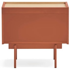 Noptieră cărămiziu-natural cu aspect de lemn de stejar Otto – Teulat