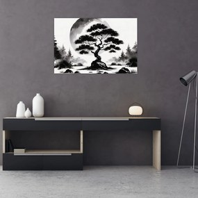 Tablou – Bonsai alb-negru (90x60 cm)