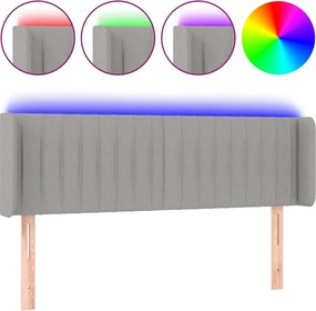 vidaXL Tăblie de pat cu LED, gri deschis, 147x16x78/88 cm, textil