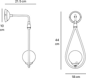 Aplica de perete din alama in forma de lacrima Iside