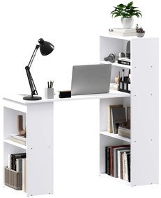 HOMCOM Masa Birou Birou Calculator, 2 Rafturi, 5 Rafturi, 120 cm x 55 cm x 120 cm, Alb | Aosom Romania