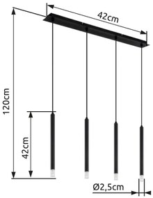 Lustră pe cablu Globo 15629-4 BLAKE 4xG9/4W/230V