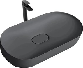 Lavoar pe blat Rea Iris compozit oval 70 cm gri mat