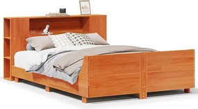 vidaXL Cadru pat fără saltea, maro ceruit, 135x190 cm, lemn masiv pin