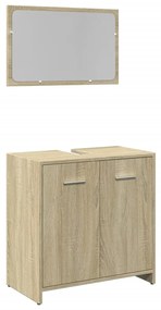 849605 vidaXL Set mobilier de baie, 2 piese, stejar sonoma, lemn prelucrat