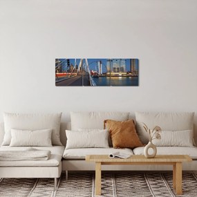 Tablou - Amurg în Rotterdam, Olanda (cu ceas) (90x30 cm)