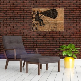 Tablou - Barbat cu biciclete stil Bansky (70x50 cm)
