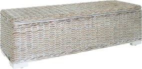vidaXL Ladă depozitare alb 110 cm ratan kubu natural/lemn masiv mahon
