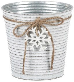 Ghiveci de flori cu fulg de nea din lemn, metal,diam. 15 cm