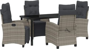 vidaXL Set de masă pentru grădină cu pernă 5 pcs Gri poliratan