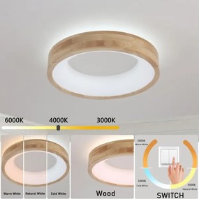 Brilagi-LED Plafonieră FALCON WOOD LED/30W/230V 3000/4000/6000K 45 cm lemn