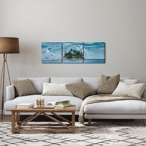 Tablou insula în mare (cu ceas) (90x30 cm)