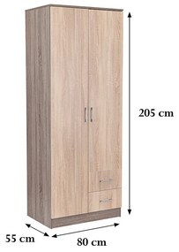 Dulap Miami 80x205 cm stejar Sonoma-stejar York