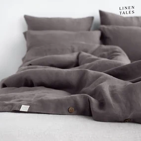 Lenjerie de pat gri închis din in pentru pat dublu 200x200 cm – Linen Tales