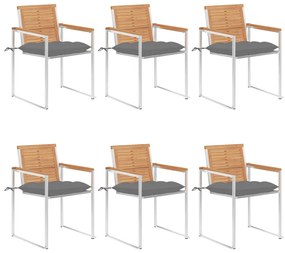 vidaXL Scaune de grădină cu perne, 6 buc., lemn masiv de tec