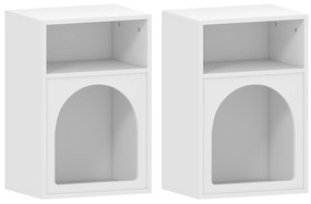 HOMCOM Set de 2 mese de noapte, masă de noapte cu compartimente deschise, design arcuit, 40 x 30 x 60 cm, alb | Aosom Romania