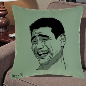 Perna Decorativa Yao Ming Meme, 40x40 cm, Verde, Husa Detasabila, Perna Inclusa, BEKZ®