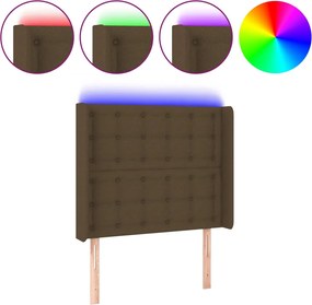 vidaXL Tăblie de pat cu LED, maro închis, 93x16x118/128 cm, textil
