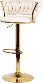 Scaun de bar din catifea cu bază metalică aurie ABS 118 crem