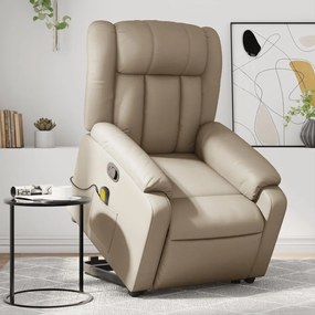 vidaXL Fotoliu de masaj rabatabil vertical cappuccino piele ecologică