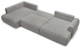 Colțar gri închis extensibil/cu spațiu de depozitare cu tapițerie din catifea reiată (cu colț pe partea stângă/în formă de "U") Lucien – Bobochic Paris