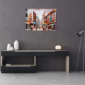 Tablou pe sticlă - Hong Kong, pictură în ulei (70x50 cm)