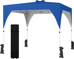 Outsunny Cort pliabil Pop-up 3x3 m cu blocare centrală înălţime reglabilă husă transport cu roţi şi saci de nisip albastru | Aosom Romania