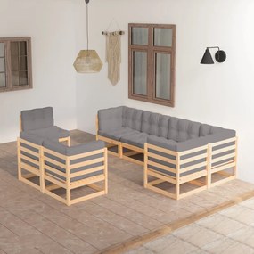 3076714 vidaXL Set mobilier de grădină cu perne, 8 piese, lemn masiv de pin