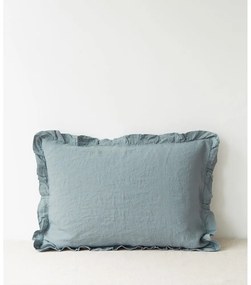 Față de pernă din in cu tiv plisat Linen Tales, 50 x 60 cm, albastru deschis