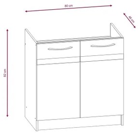 Mobilă de bucătărie VALERIA 240 cm, stejar sonoma/maro