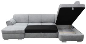 Colțar extensibil în formă de U SERPA, cu spațiu de depozitare, pe partea dreaptă, gri