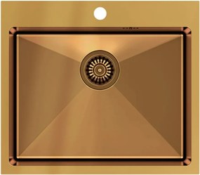 Chiuveta inox incastrata Quadron Unique Russel 110 finisaj cupru 55x48 cm