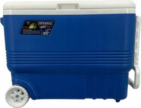 Lada frigorifica cu roti Atlantic 1008728, 45 l, Racire pasiva, 4 suporturi pentru pahare, Albastru