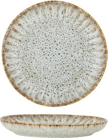 Farfurie din ceramică artizanală verde perlat cu striații fine și accente rustice, 21×2,5 cm, „Fleur"