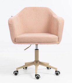 HR832K Scaun Catifea Reiată Premium culoare Roz prăfuit Litchi cu Bază Crem