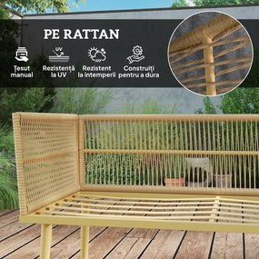 Outsunny Set Mobilier de Grădină din 4 Piese cu 2 Canapele și 2 Măsuțe de Cafea, 116x65x70 cm, Alb Crem | Aosom Romania