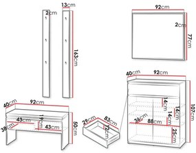Mobilier hol Semplo I (Gri + Negru) (cu oglindă). 1104733