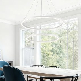 Brilagi - Lustră LED PORTOFINO, dimabilă, suspendată pe cablu, 98 W, 230 V, Ø 80 cm, albă + telecomandă