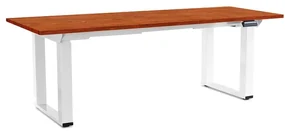 Masă înălțime reglabilă OfficeTech Strong 200 x 80 cm, picioare albe, cireș