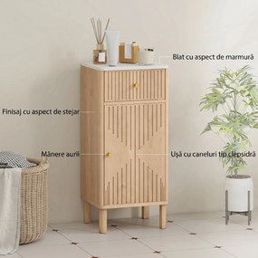 Dulap de baie HOMCOM slim cu sertar și ușă, pentru sufragerie, salon, living, bucătărie, 36 x 30 x 80 cm, stejar | Aosom Romania