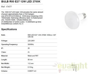 Bec LED E27 R80 12W LED 2700K 17477