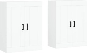 vidaXL Dulapuri montate pe perete, 2 buc, alb, lemn prelucrat
