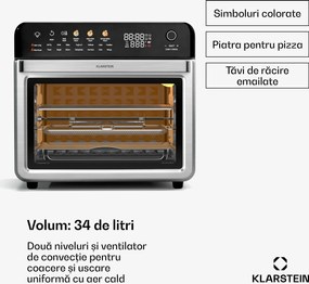 Klarstein AirGlaze Digital friteuză digitală cu aer cald, 2200 W, 19 programe, inclusiv accesorii lavabile în mașina de spălat vase