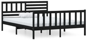 3101127 vidaXL Cadru de pat mic dublu, negru, 120x190 cm, lemn masiv