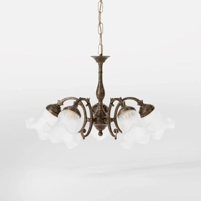 Candelabru stil clasic italian din alama si sticla Ricciolo