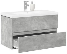 vidaXL Set mobilier de baie, 2 piese, gri beton, lemn compozit