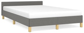 379535 vidaXL Cadru de pat cu tăblie, gri închis, 120x190 cm, material textil