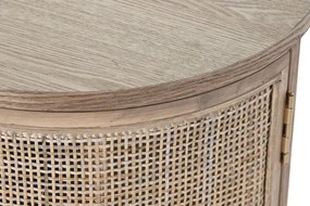 Comoda TV natur , din lemn de cauciuc si rattan „Rustic Elegance”